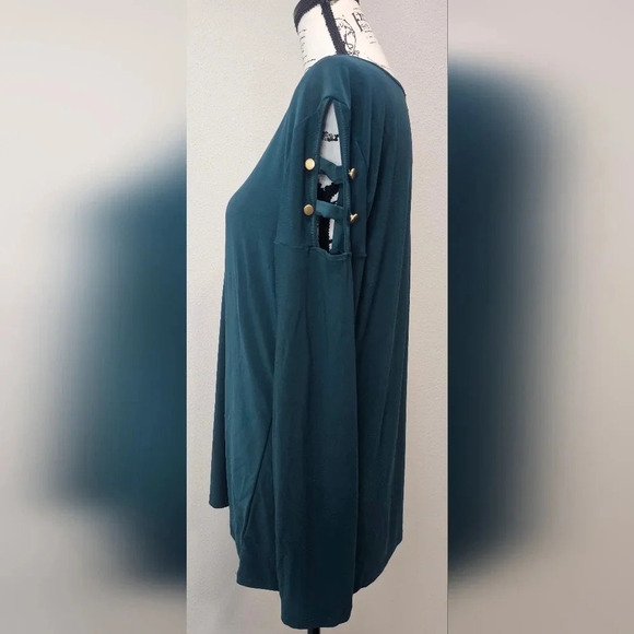 Diana Belle Women's Hunter Green Long Sleeve Chiffon Blouse Size XL NWT - Picture 3 of 13